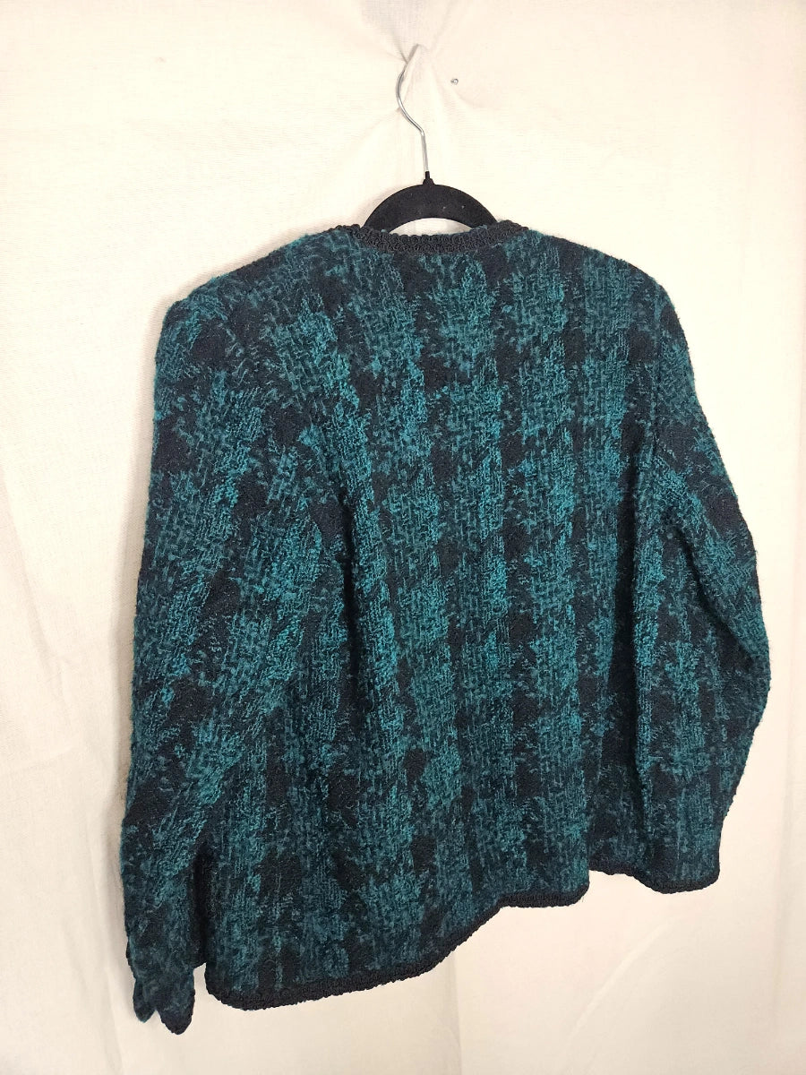 Donkergroen bouclé vintage jasje | S