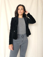 Zwart fluwelen vintage jasje | XS/S