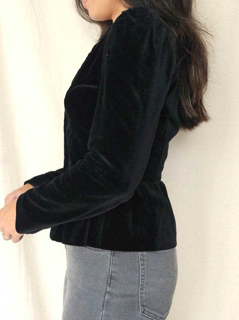Zwart fluwelen vintage jasje | XS/S