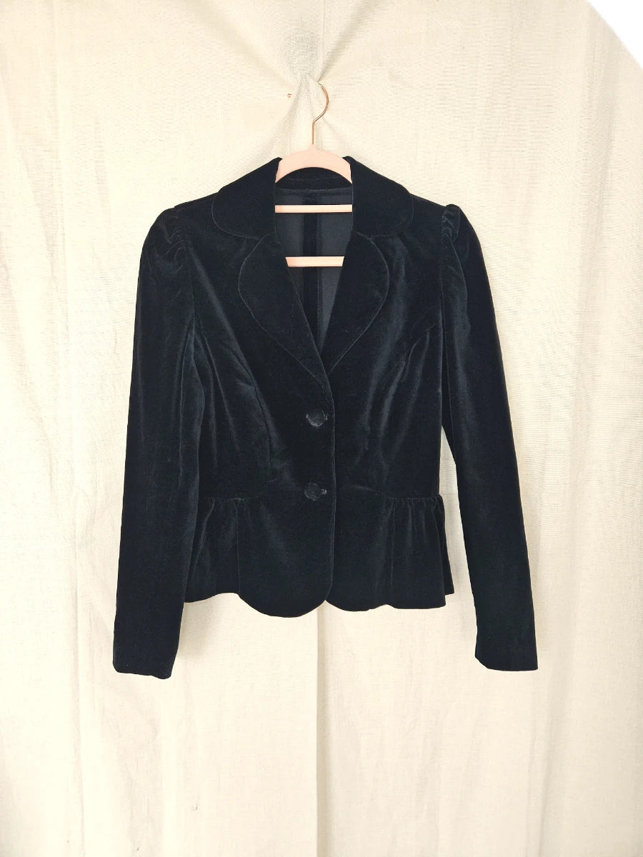 Zwart fluwelen vintage jasje | XS/S