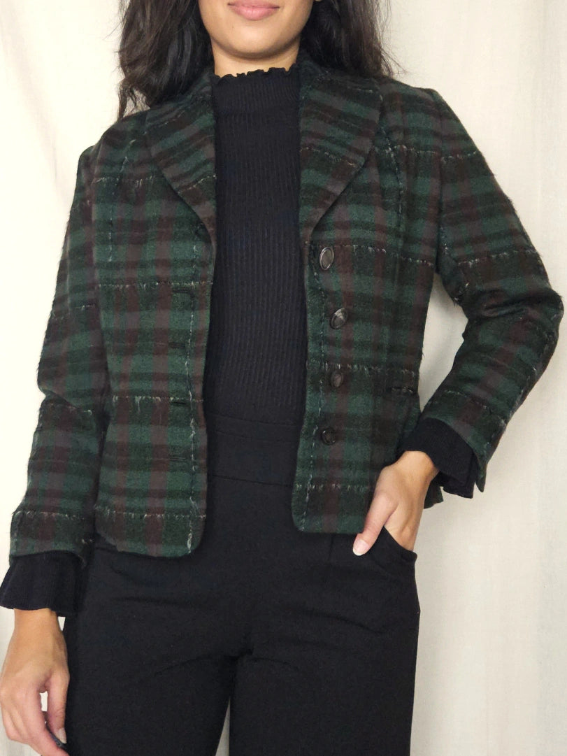 Donkergroen kort vintage jasje | S/M