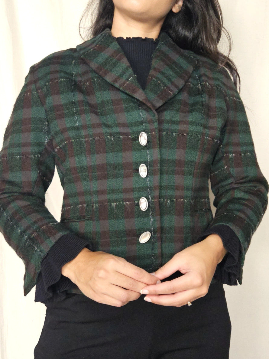 Donkergroen kort vintage jasje | S/M