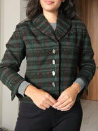 Donkergroen kort vintage jasje | S/M