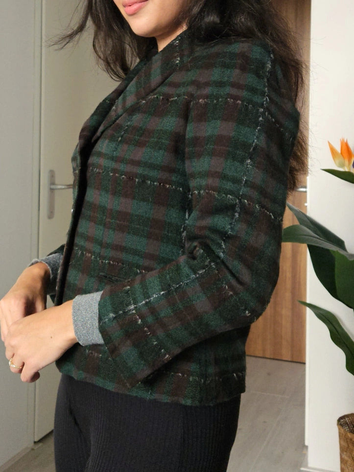 Donkergroen kort vintage jasje | S/M