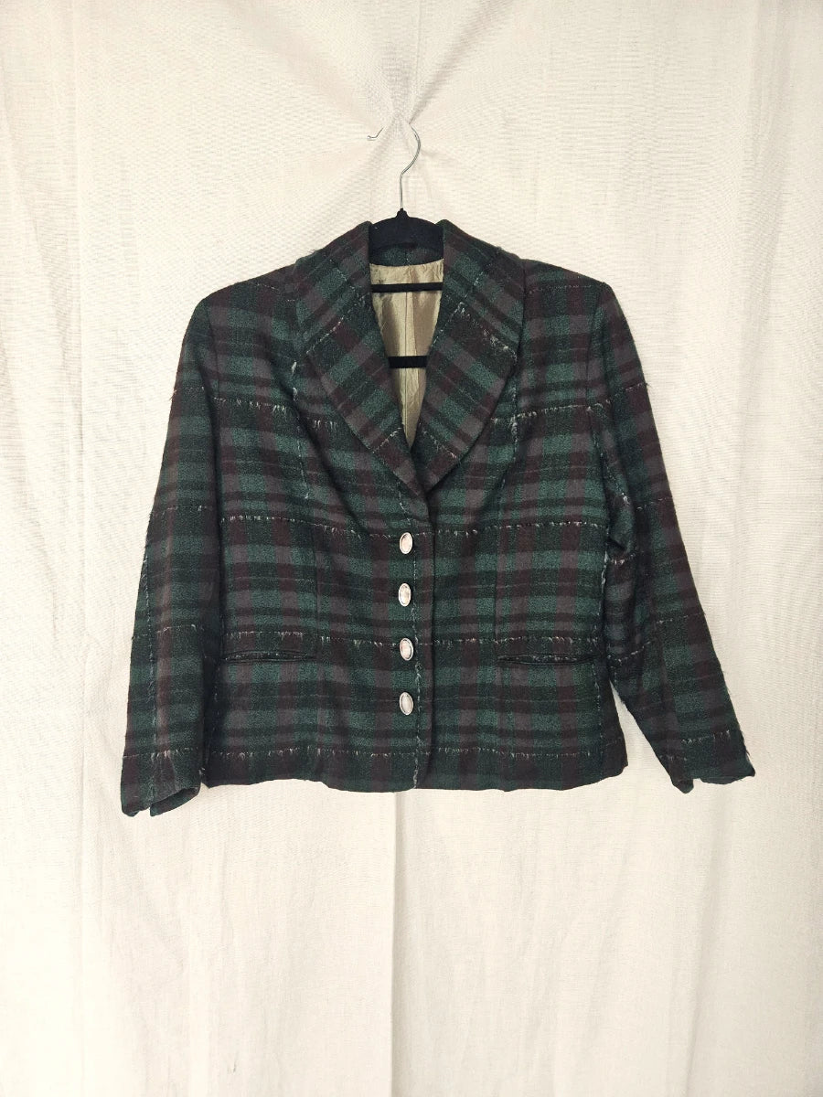 Donkergroen kort vintage jasje | S/M