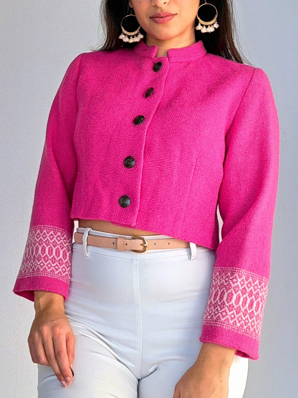 Roze wollen vintage jasje | S
