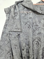 Grijze vintage jurk met bloemenpatroon en pussy bow | XL