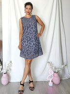 Vintage cocktailjurk met grijs patroon | S