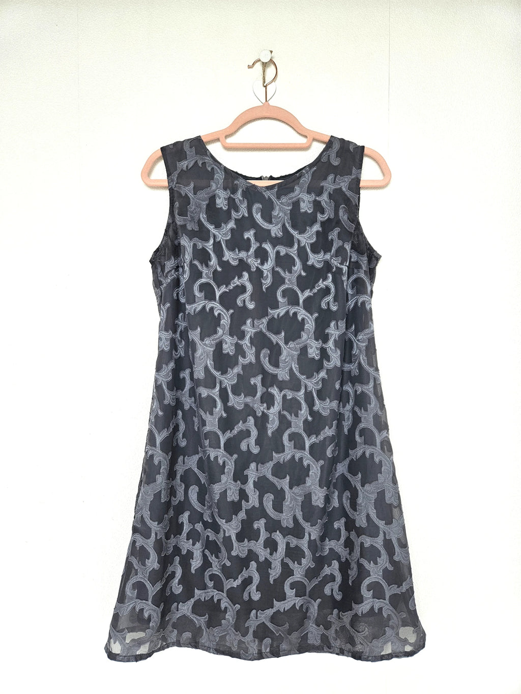 Vintage cocktailjurk met grijs patroon | S