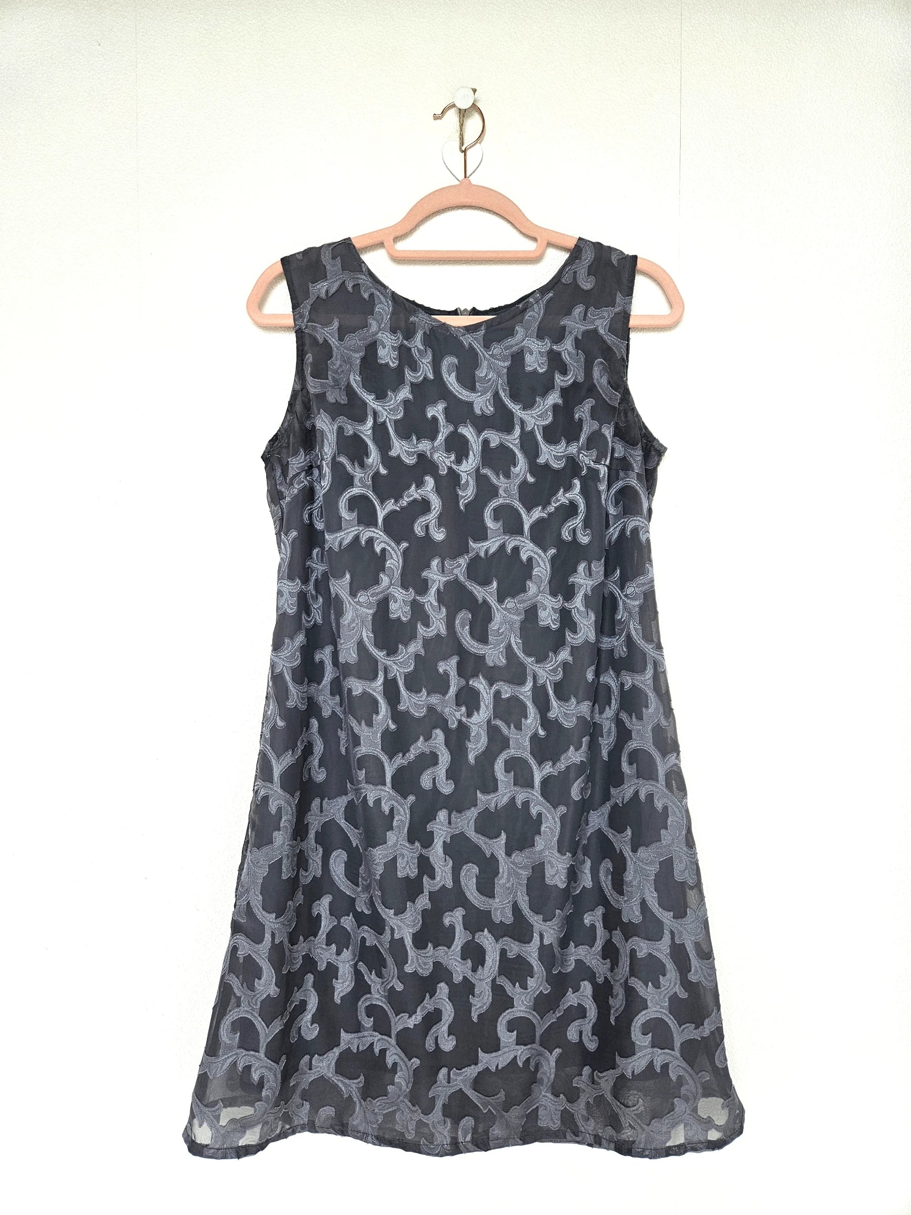 Vintage cocktailjurk met grijs patroon | S
