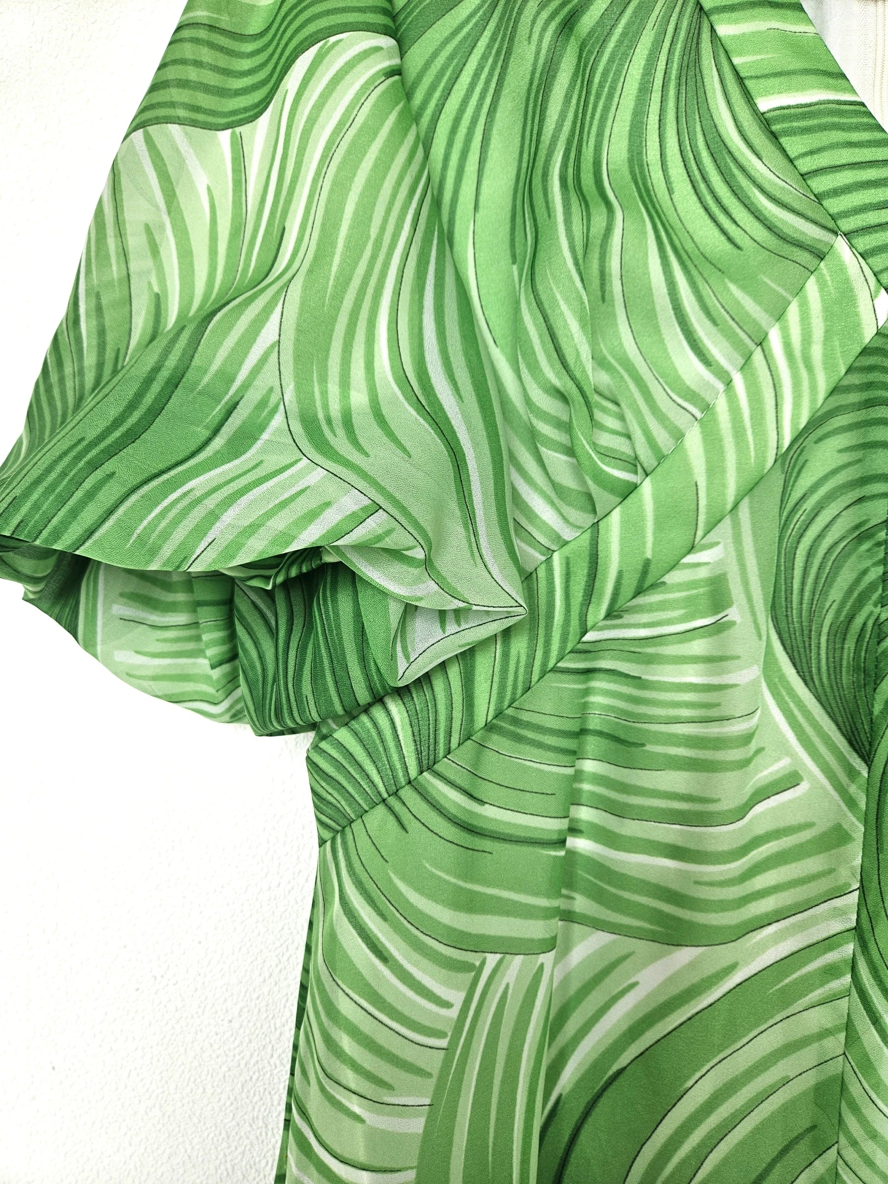 Lange lichtgroene vintage jurk van viscose | M/L