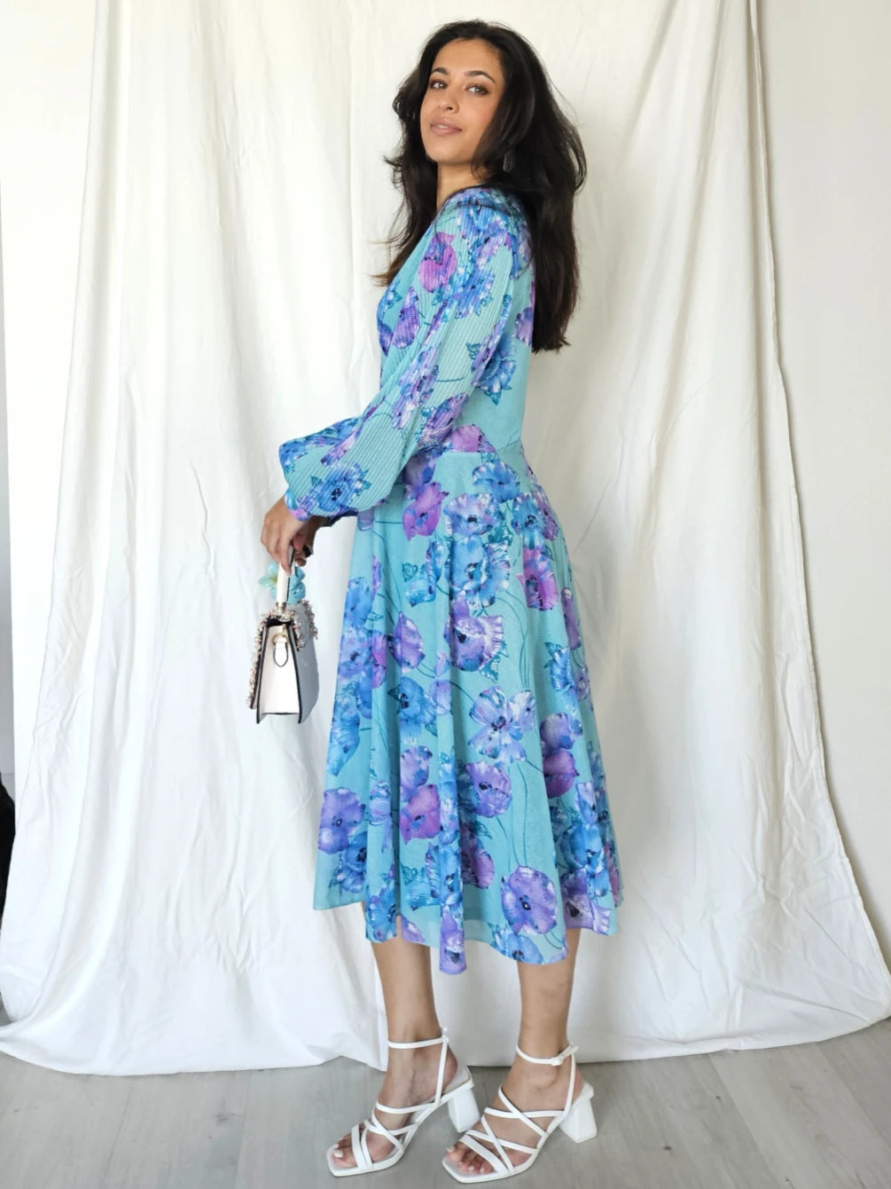 lichtblauwe vintage jurk