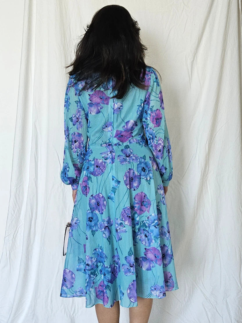 Zwierige 80s vintage jurk met bloemen | S/M