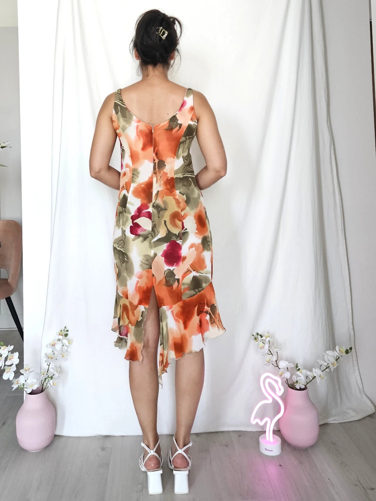 Aansluitende vintage mermaid jurk van viscose | XS/S