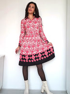 vintage jurk met roze bloemenprint