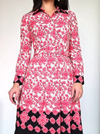 vintage jurk met roze bloemenprint