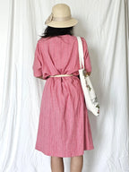 Rood-wit gestreepte vintage jurk met knopen | XXL