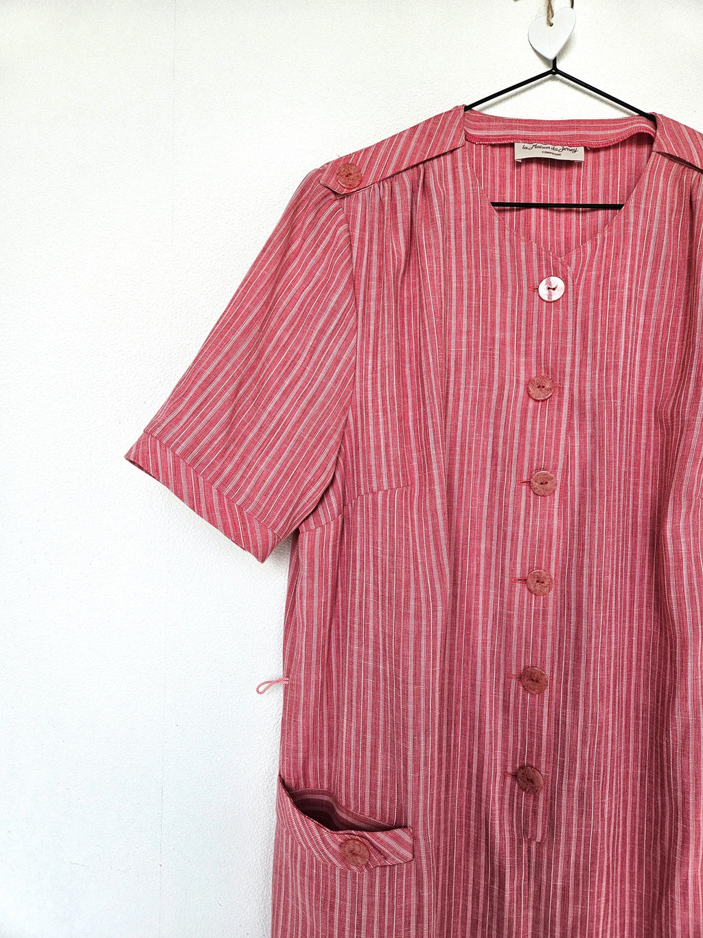 Rood-wit gestreepte vintage jurk met knopen | XXL