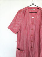 Rood-wit gestreepte vintage jurk met knopen | XXL