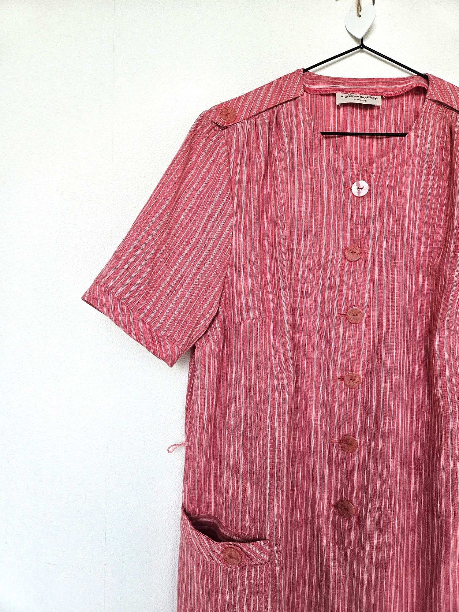 Rood-wit gestreepte vintage jurk met knopen | XXL