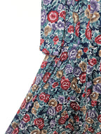 Donkerblauwe vintage jurk met bloemenprint | M