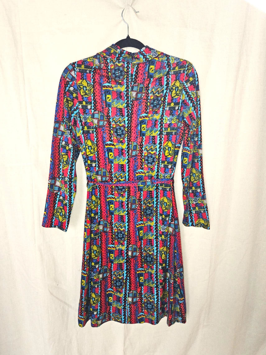 70s kleurrijke vintage jurk  | S