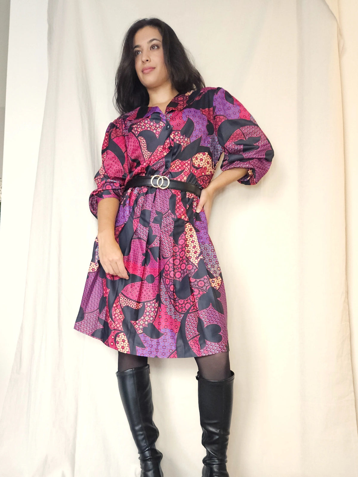 Herfstkleuren vintage jurk  | M/L