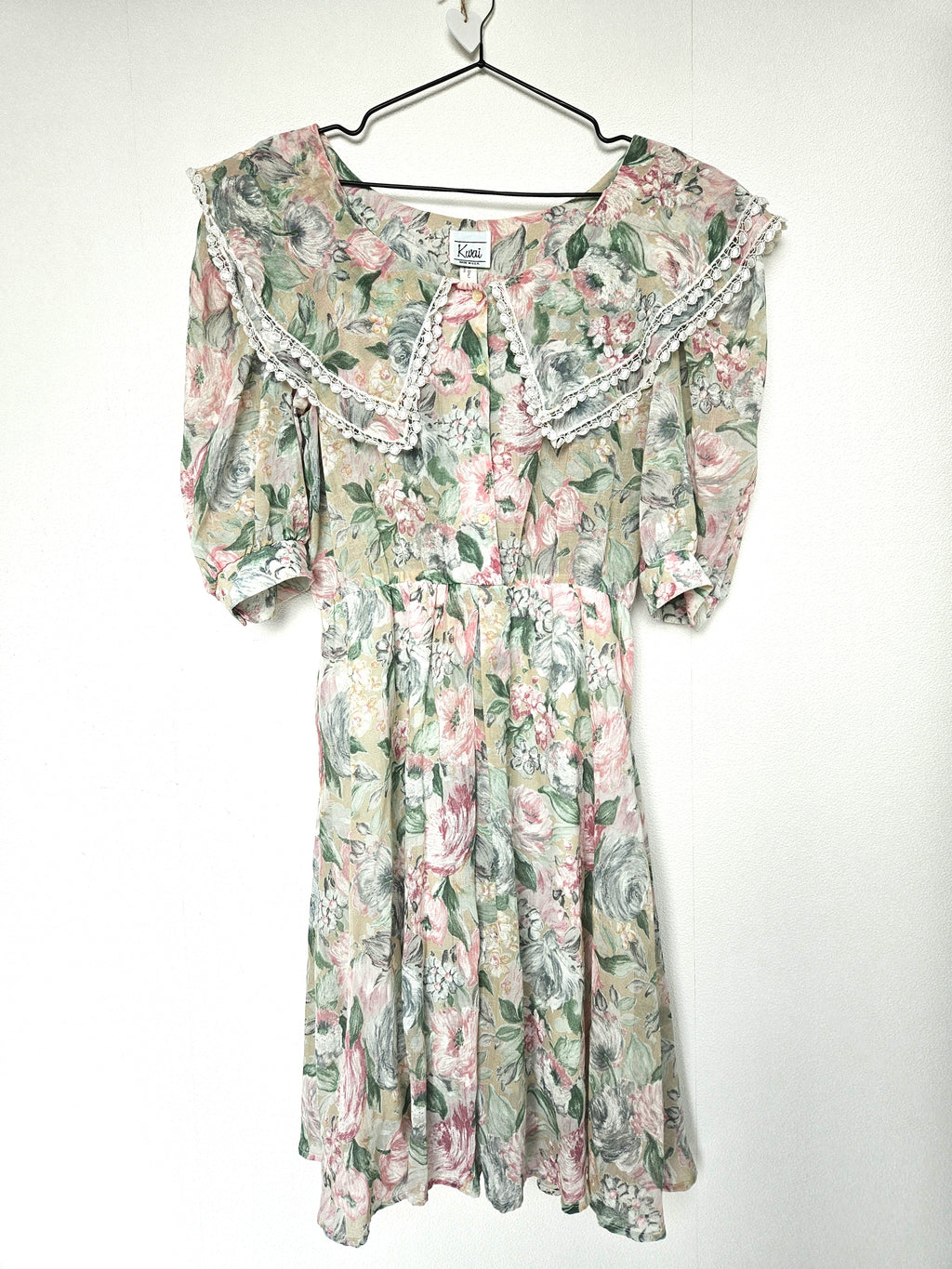 Romantische vintage jurk met kraag | L