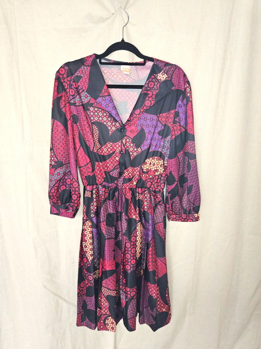 Herfstkleuren vintage jurk  | M/L