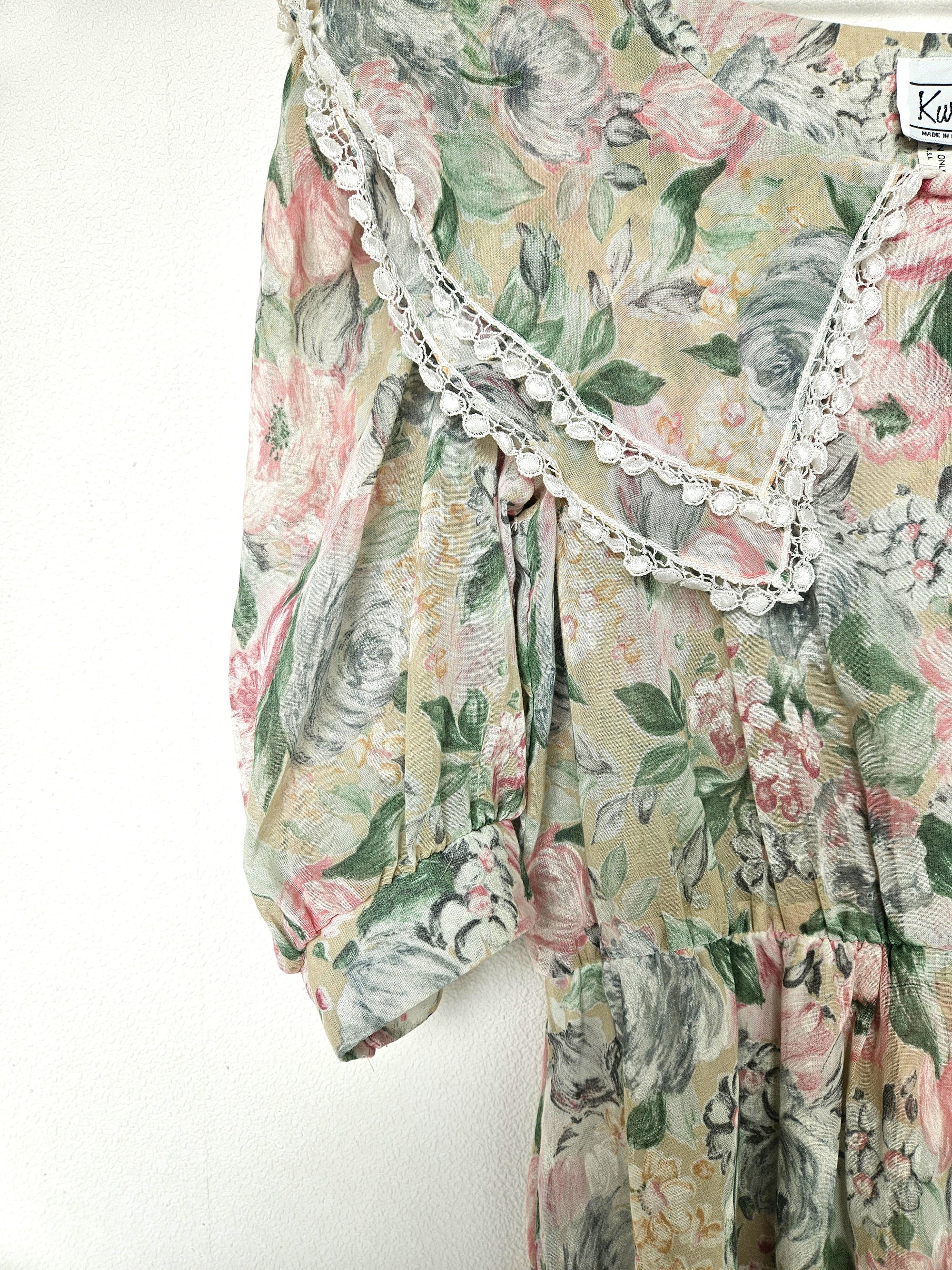 Romantische vintage jurk met kraag | L