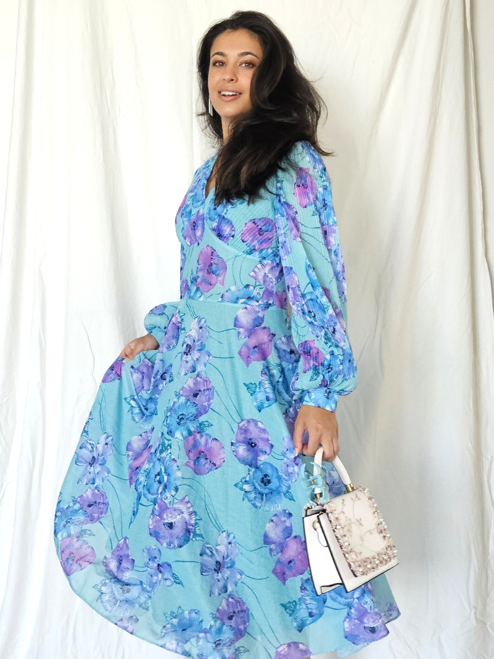 Zwierige 80s vintage jurk met bloemen | S/M