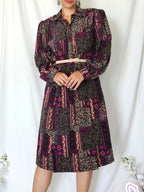 Vintage jurk met rijke patronen en gouden knopen | M/L