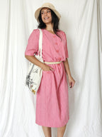 Rood-wit gestreepte vintage jurk met knopen | XXL
