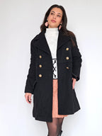 zwarte wollen vintage jas