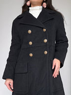 zwarte wollen vintage jas