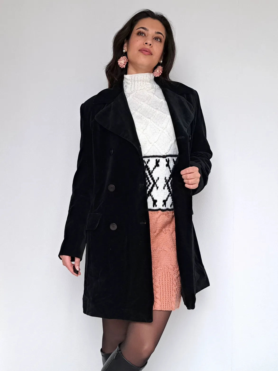 zwarte velvet vintage jas