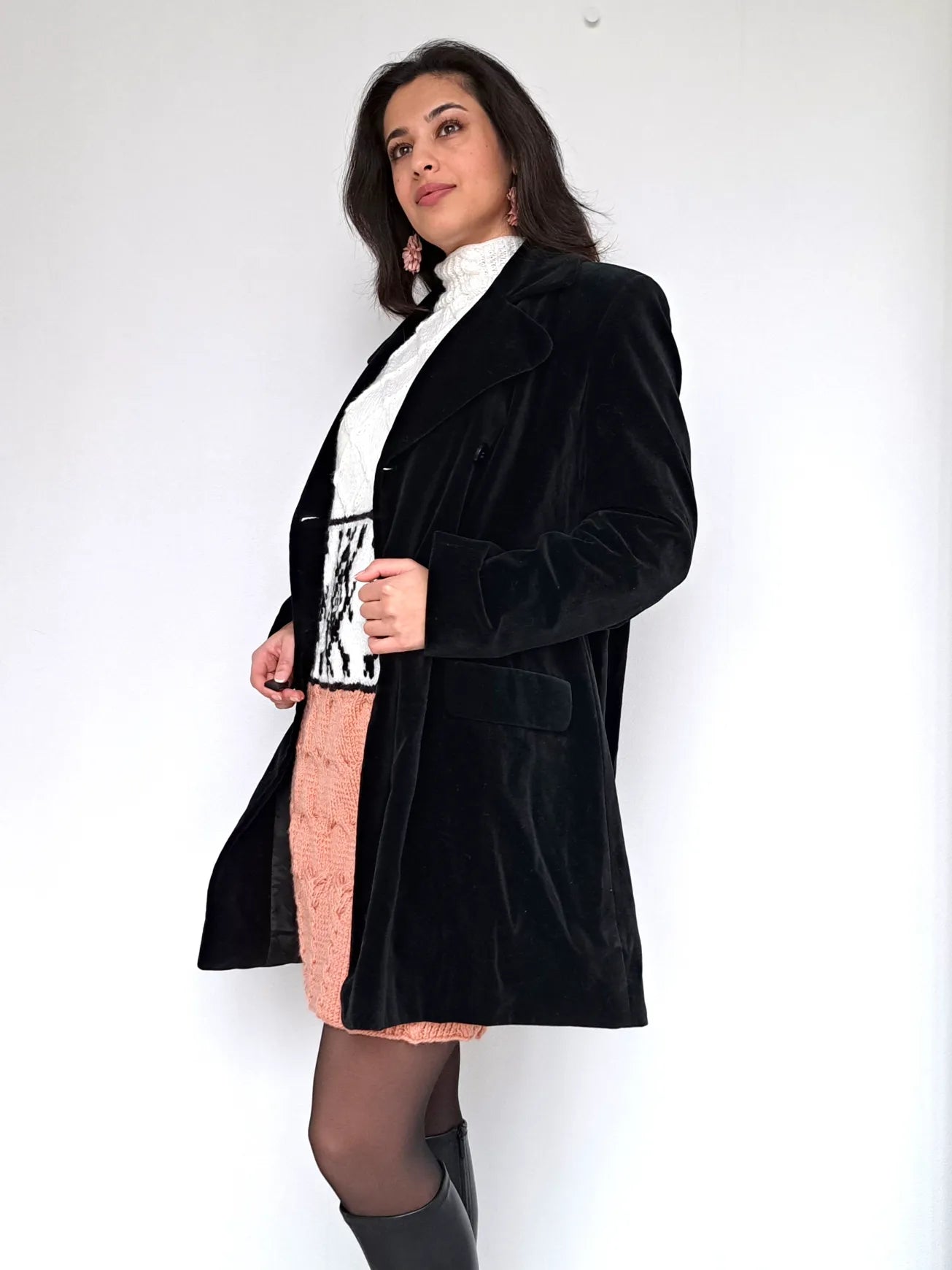 zwarte velvet vintage jas