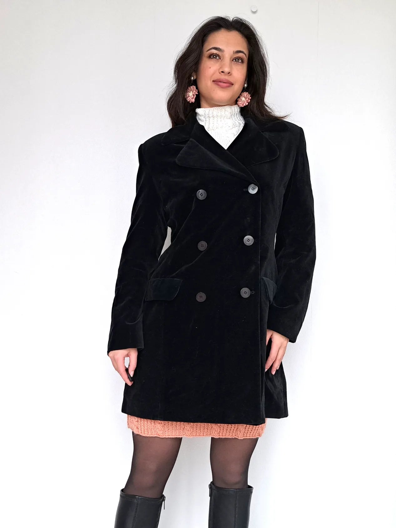 zwarte velvet vintage jas