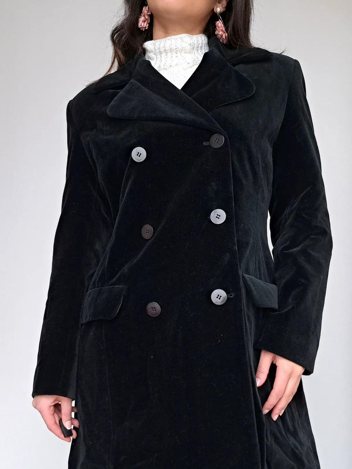zwarte velvet vintage jas