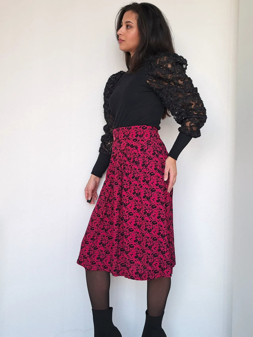 donkerroze vintage rok