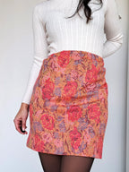 gebreide vintage rok met bloemenprint