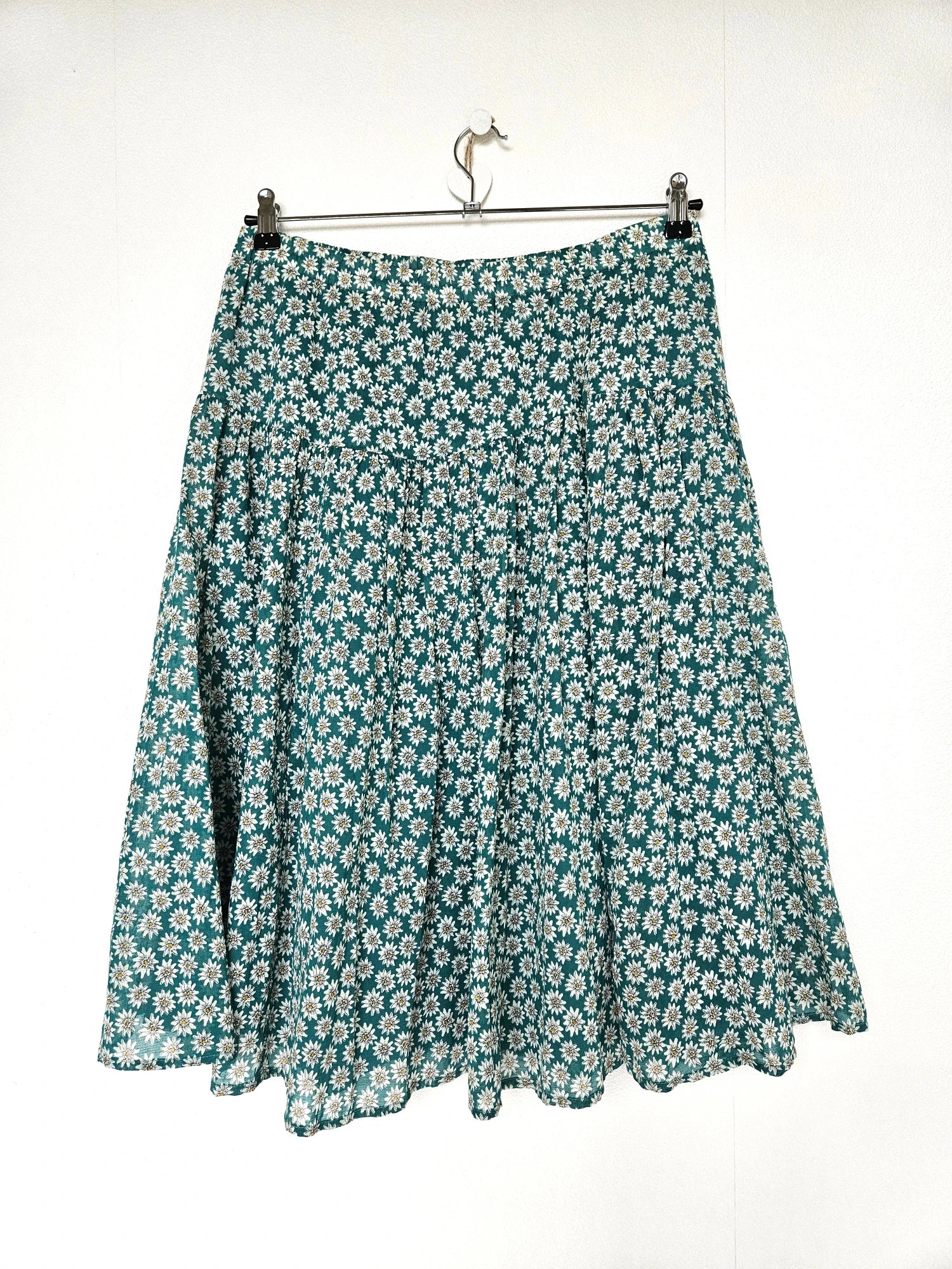 Katoenen vintage rok met witte bloemetjes | XL/XXL