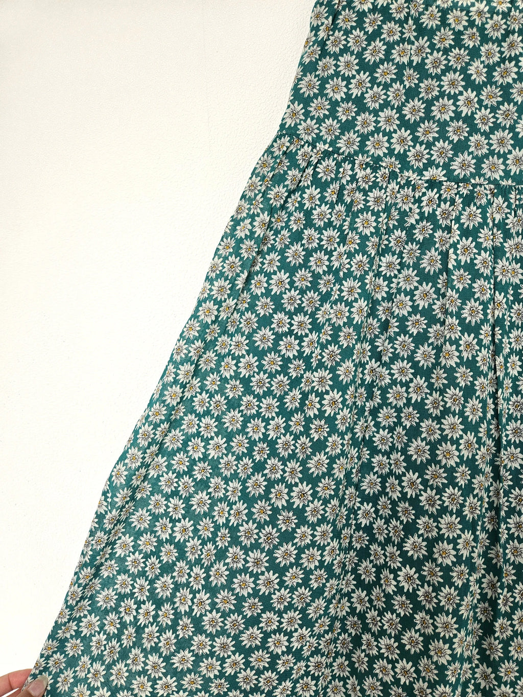 Katoenen vintage rok met witte bloemetjes | XL/XXL