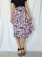 Zwierige vintage rok met paarse print | S
