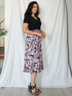 Zwierige vintage rok met paarse print | S