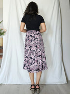 Zwierige vintage rok met paarse print | S