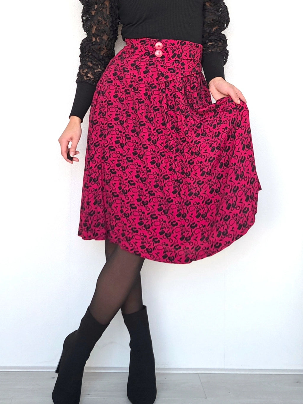 Donkerroze jaren 80 vintage rok | S