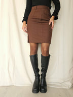Bruine wollen vintage rok | XS/S