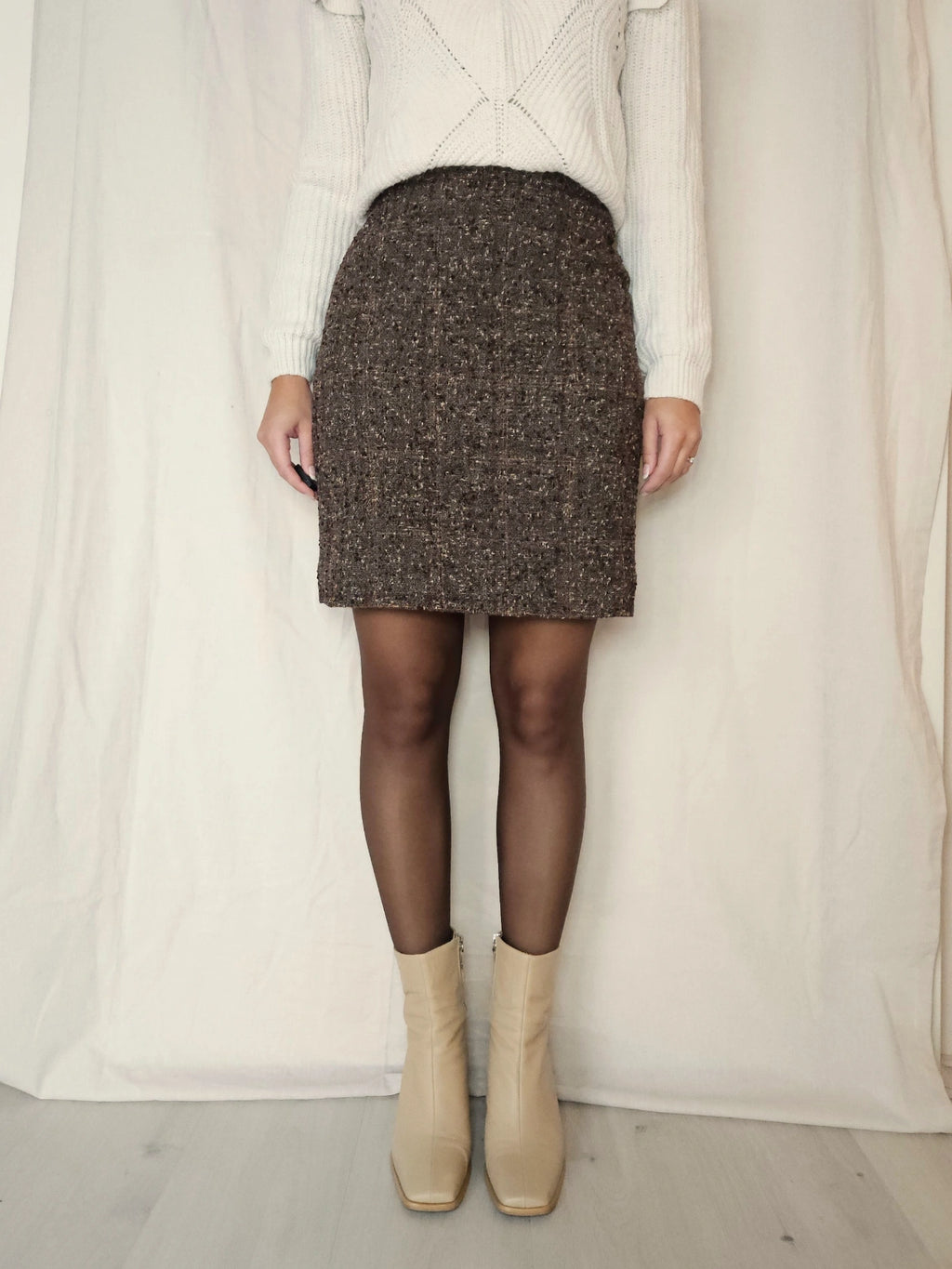 Vintage rok Bouclé Brown | XS