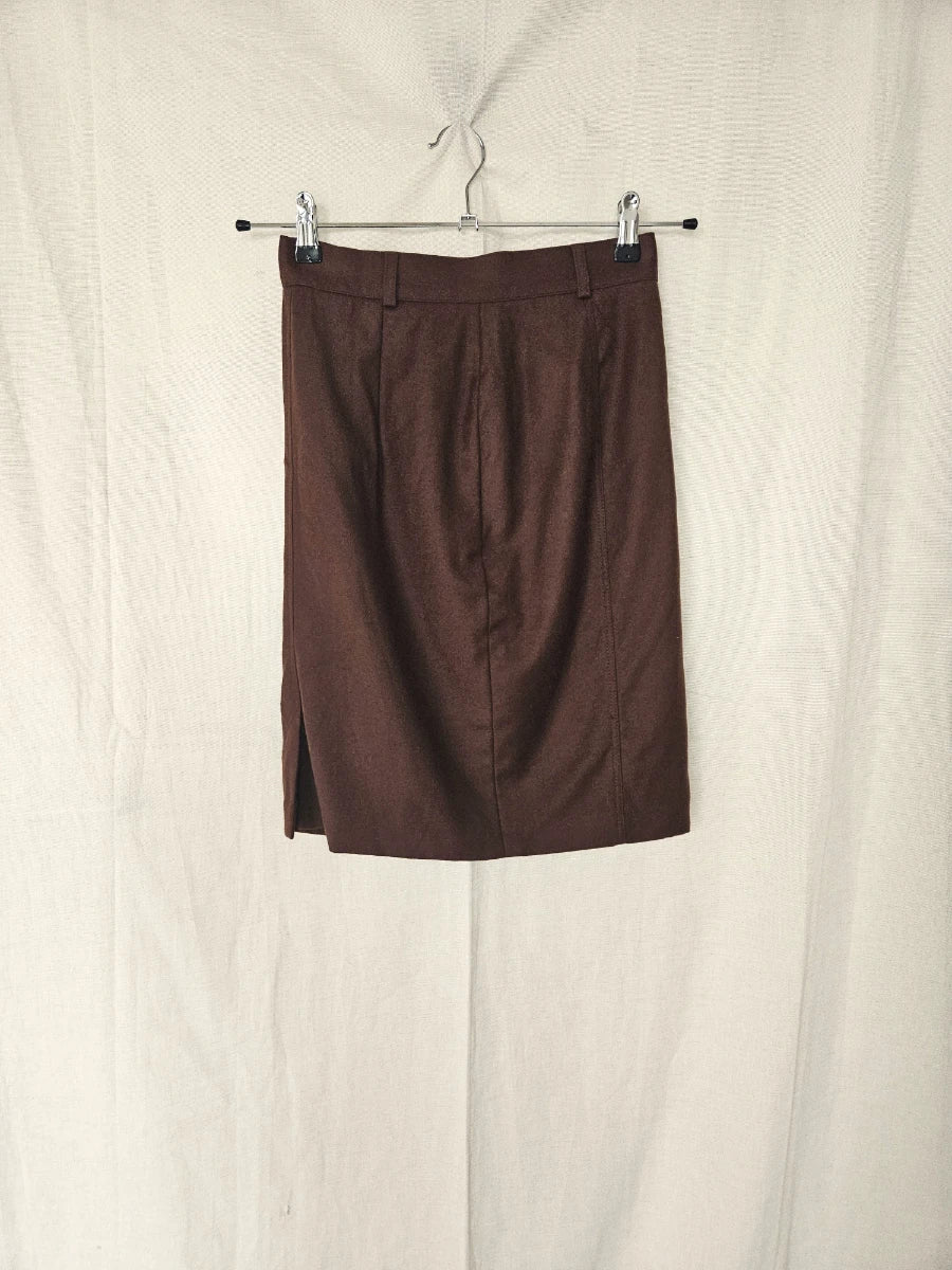 Bruine wollen vintage rok | XS/S